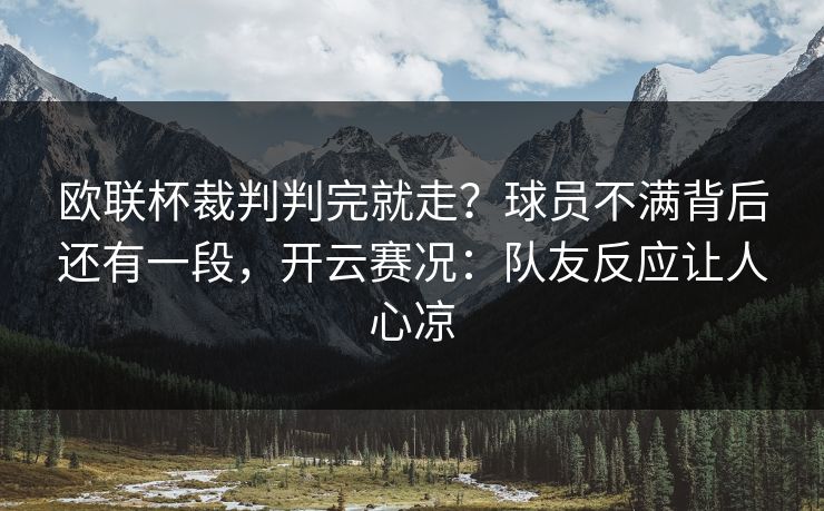 欧联杯裁判判完就走？球员不满背后还有一段，开云赛况：队友反应让人心凉