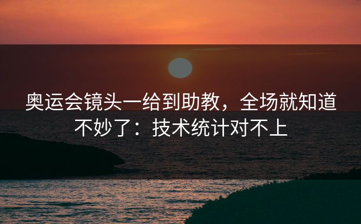 奥运会镜头一给到助教，全场就知道不妙了：技术统计对不上