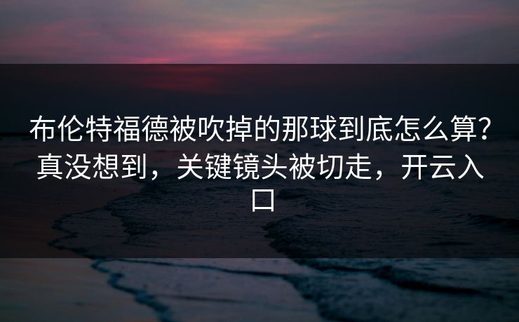 布伦特福德被吹掉的那球到底怎么算？真没想到，关键镜头被切走，开云入口
